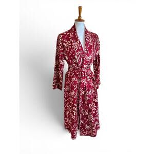 Bed Head 100% Cotton Robe Burgundy Damask S/M